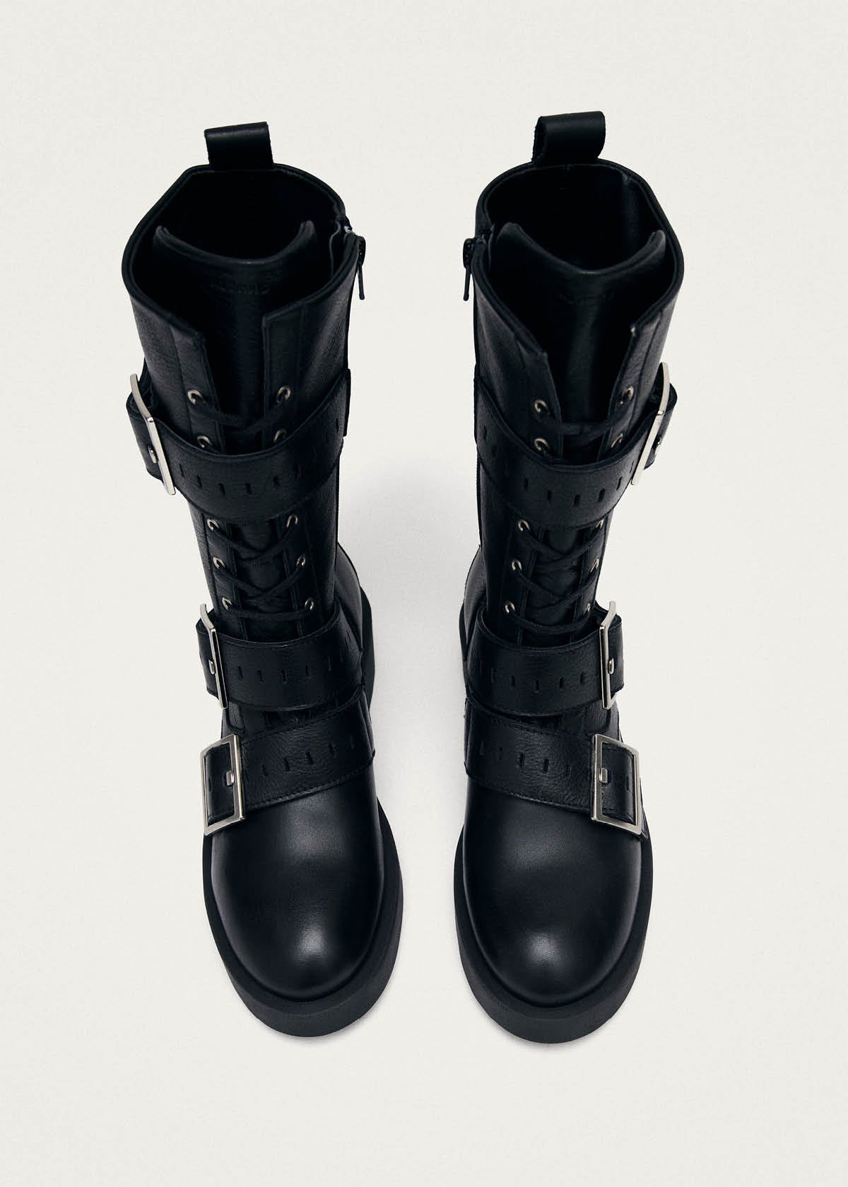 Avril Brushed Black Leather Ankle Boots