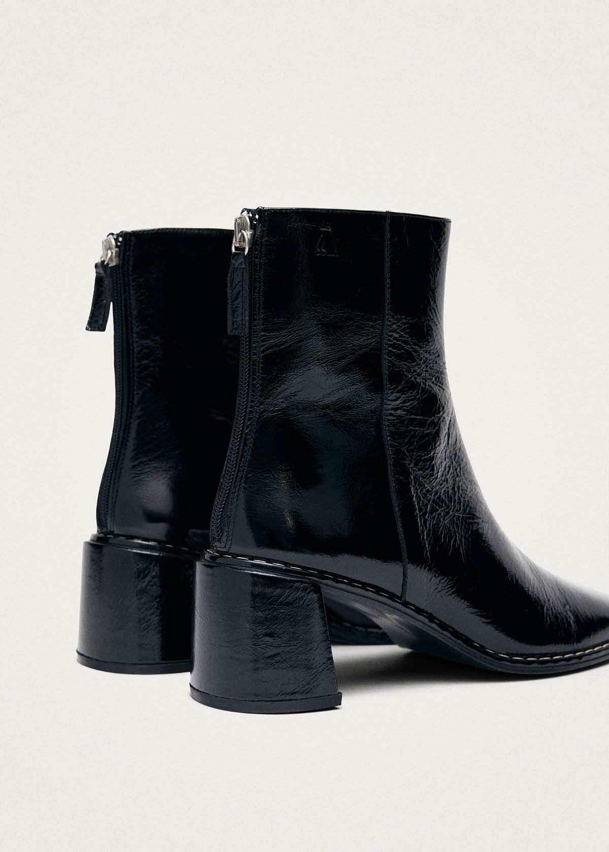 Luc Patent Black Leather Ankle Boots