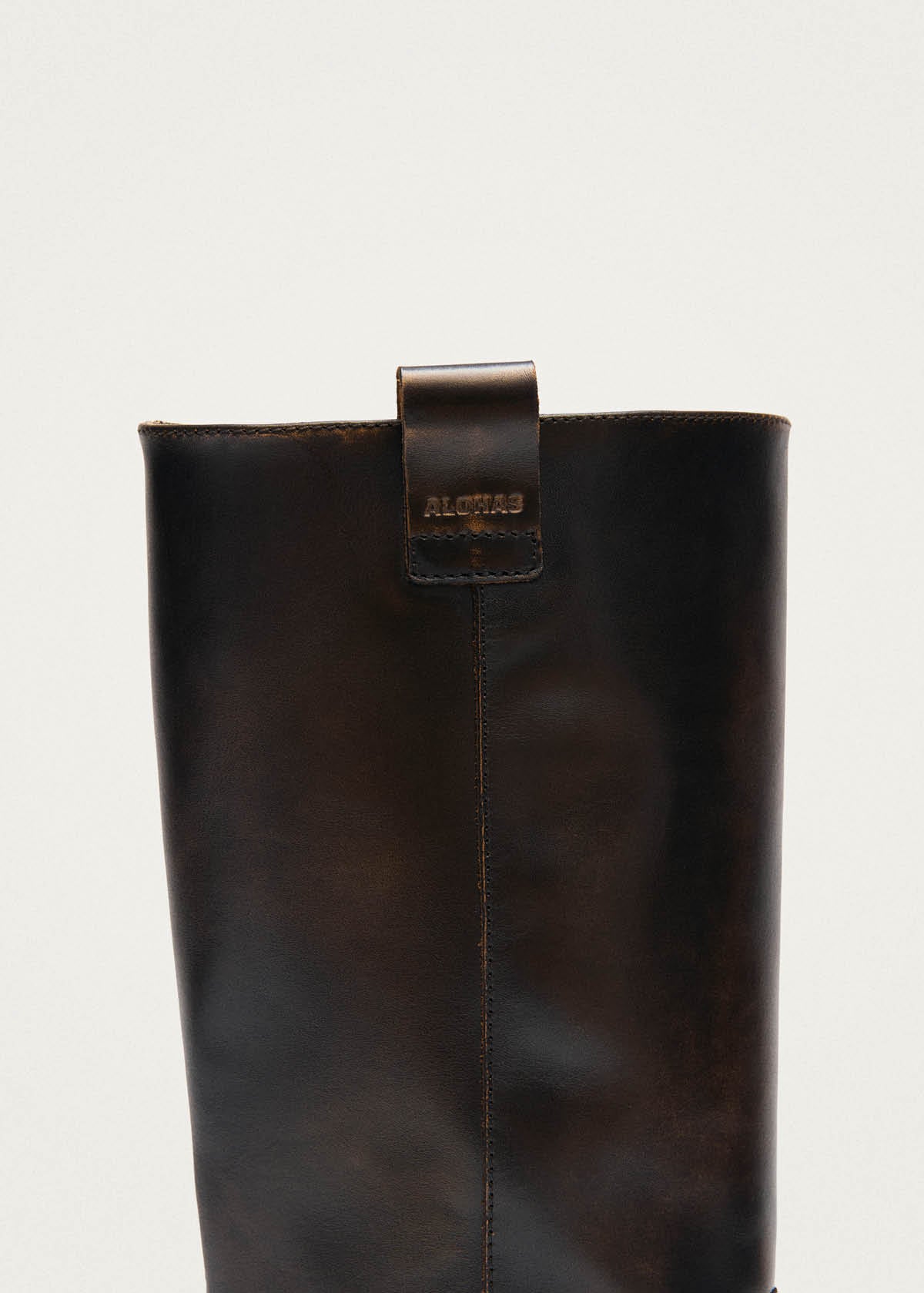 Sajan Vintage-Effekt Dunkelbraune Lederstiefel