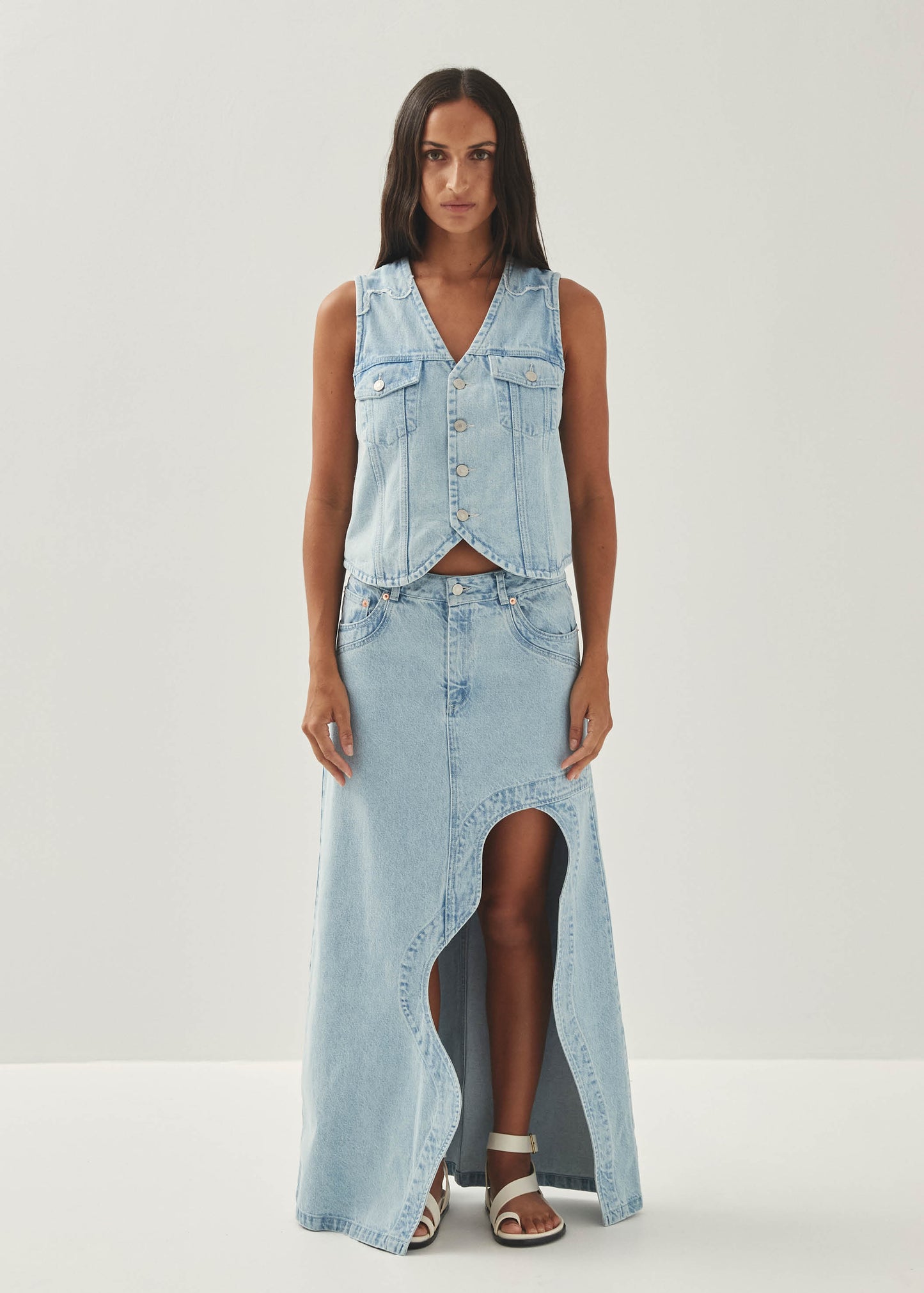 Carmina Light Blue Denim Skirt