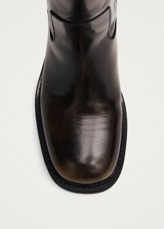 Sajan Bottes en cuir marron effet vintage-image