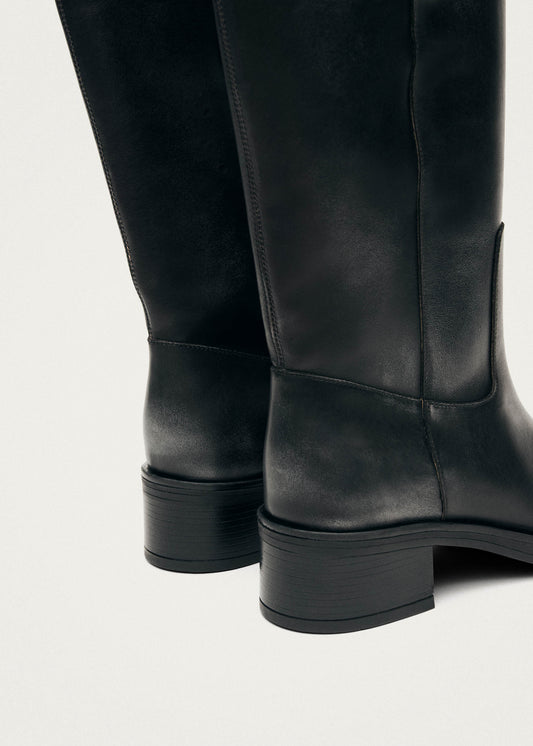 Sajan Bottes en cuir noir effet vintage-image