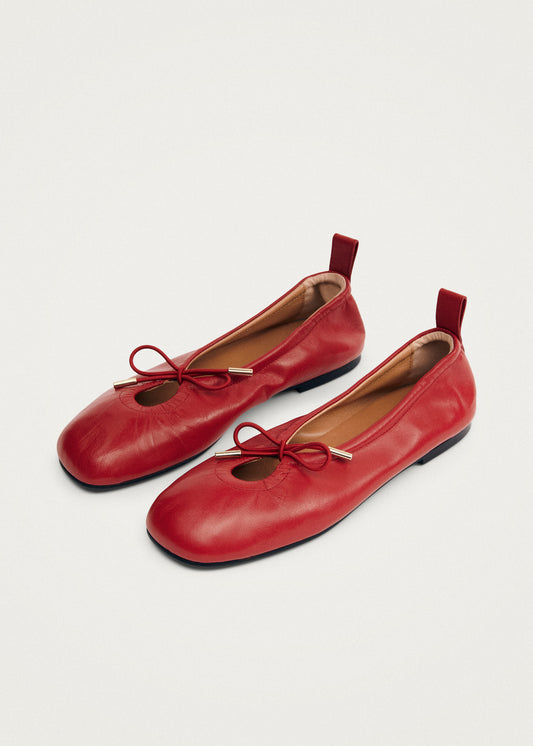 Rosalind Ballerines en Cuir Rouge-image