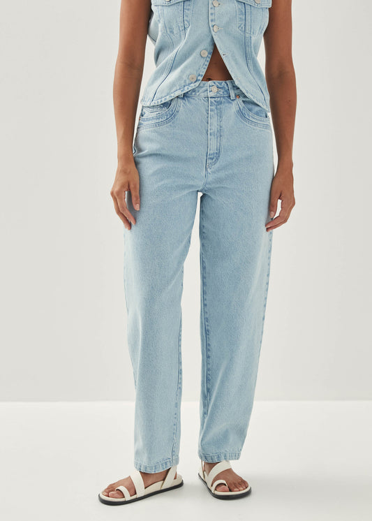 Lorenza Pantalones de Tejido Vaquero Color Azul Claro-image