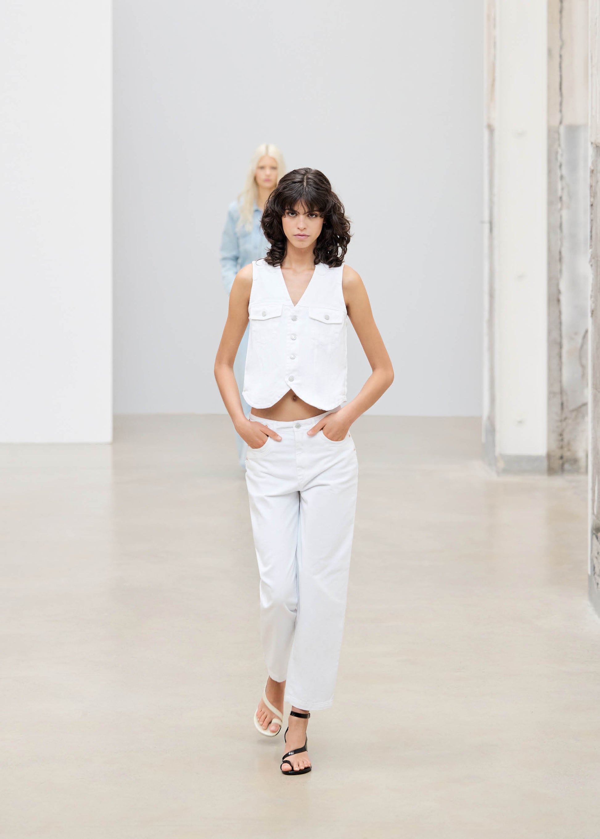 Lorenza Pantalons en Denim Blanc