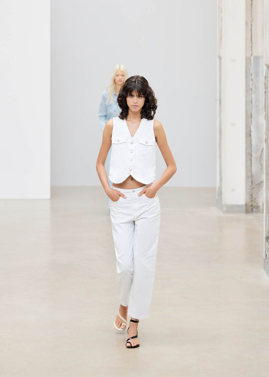 Lorenza Pantaloni in Denim Bianco-image