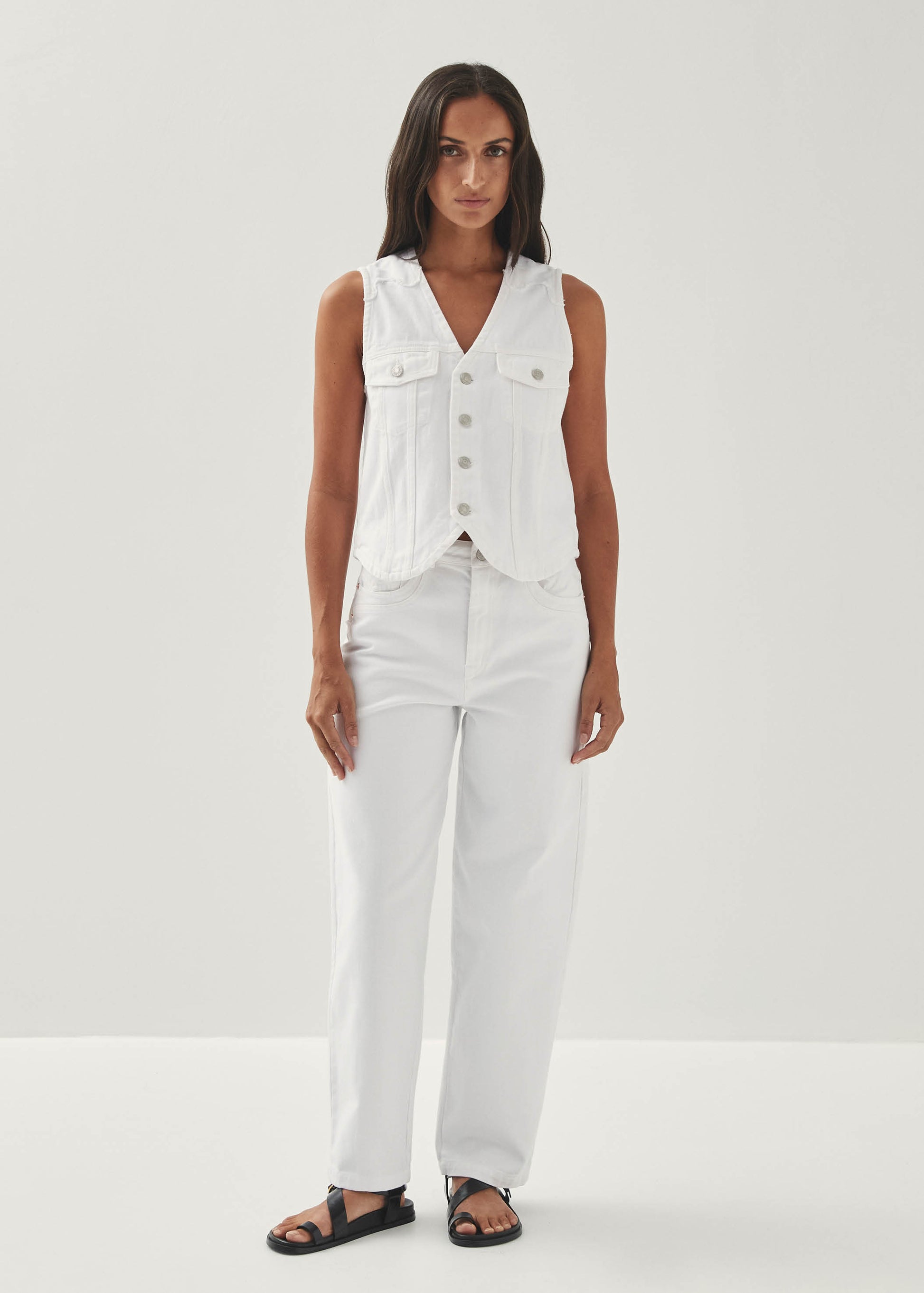 Lorenza Pantalons en Denim Blanc