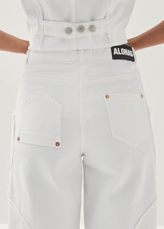 Lorenza Pantaloni in Denim Bianco-image