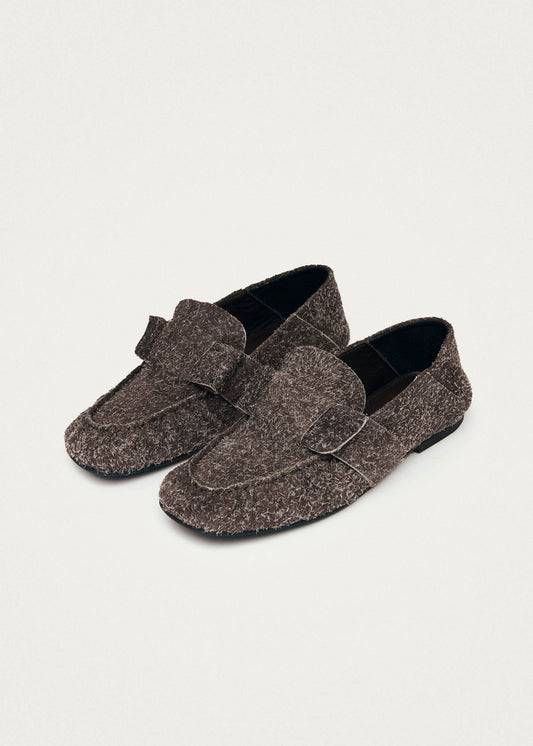 Aeryn Suede Fuzzy Brown Leather Loafers-image