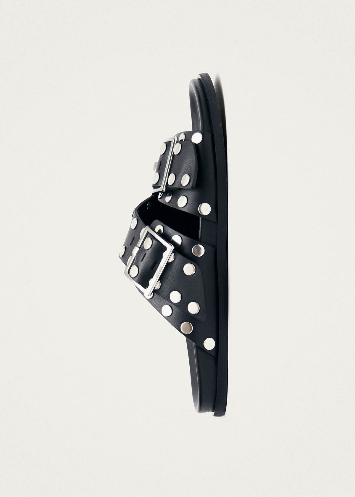 Alba Sandali in Pelle Nera con Borchie