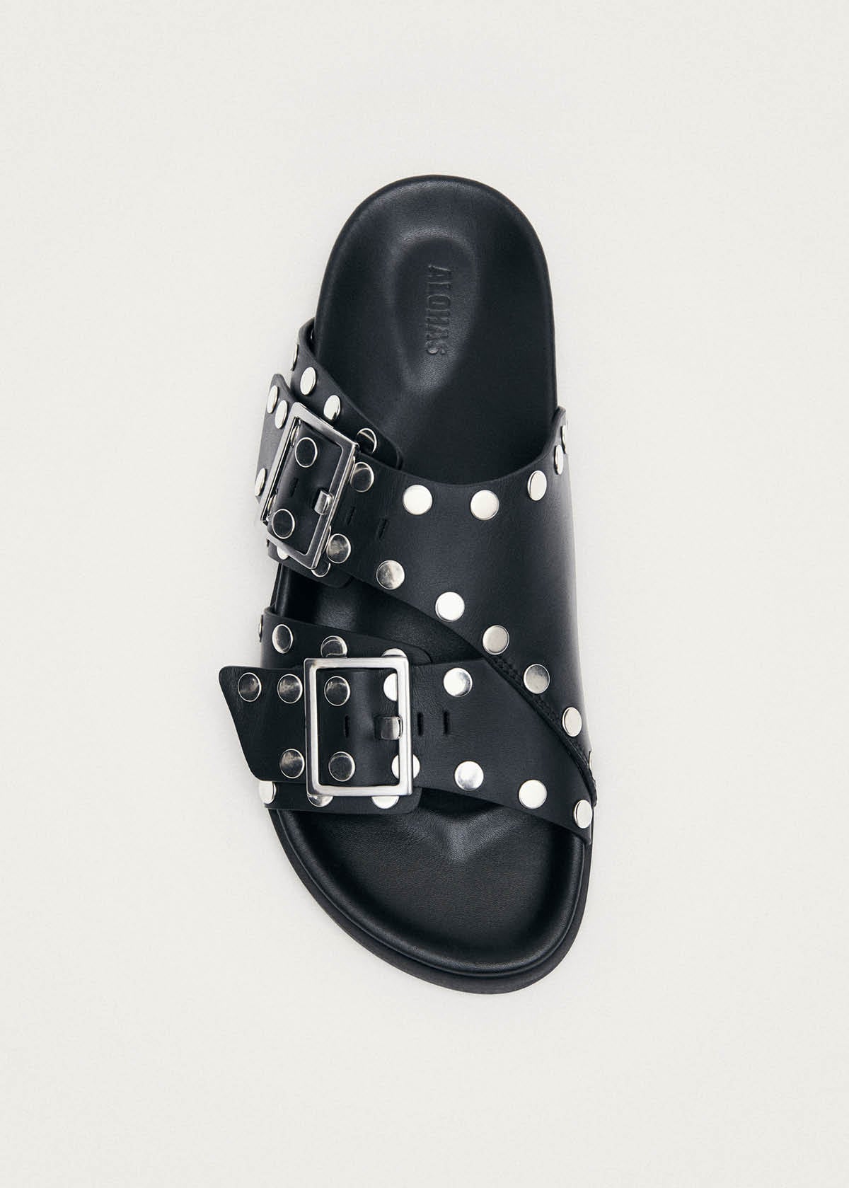 Alba Sandali in Pelle Nera con Borchie