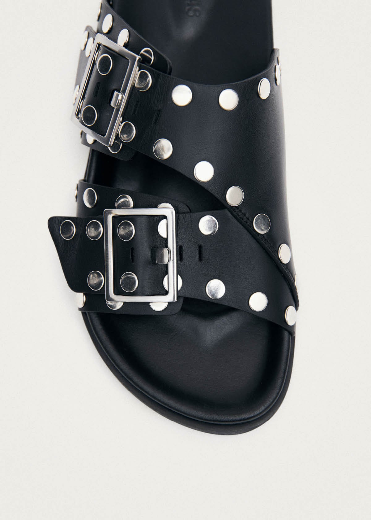Alba Sandali in Pelle Nera con Borchie