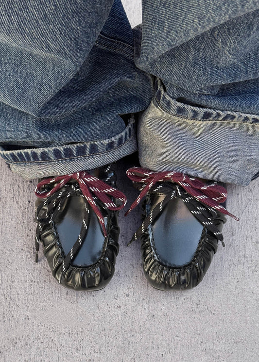 Mocasines Aven Lace de cuero negro-image