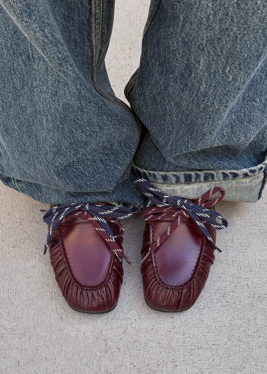 Mocasines de cuero burdeos Aven Lace Rift-image