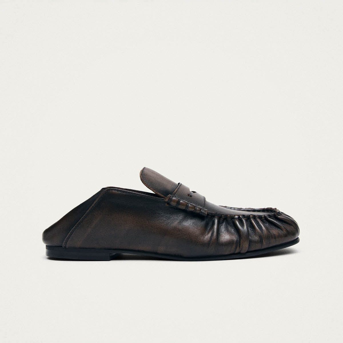 Aven Mule Mocasines de Cuero Marrón Cepillado