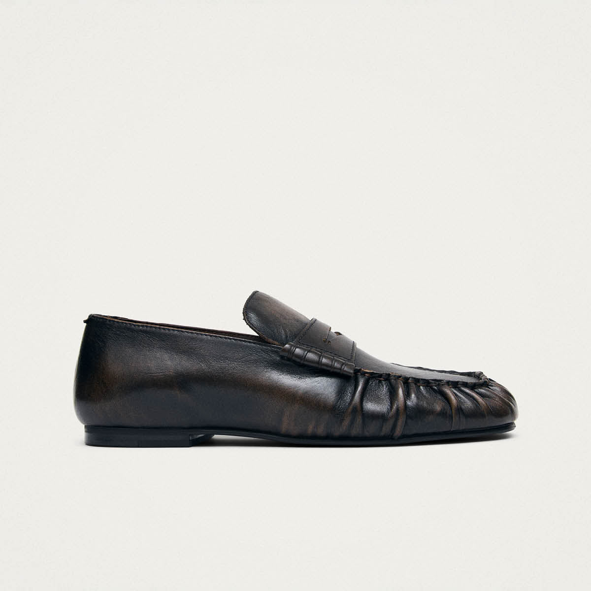Aven Vintage-Effekt Braun-Leder Loafer