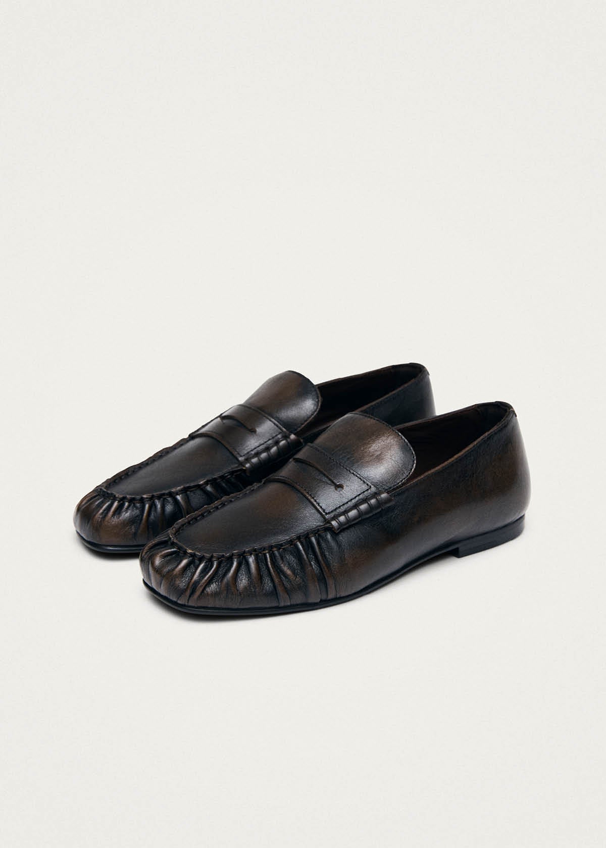 Aven Vintage-Effekt Braun-Leder Loafer