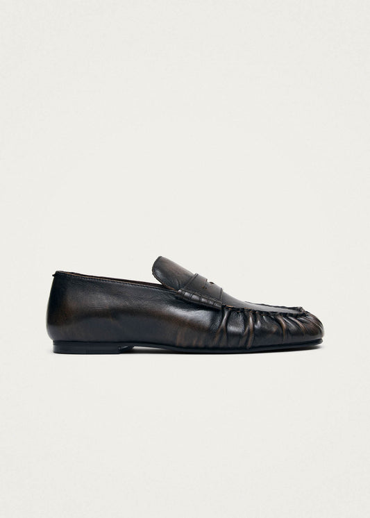 Aven Vintage Effect Brown Leather Loafers-image
