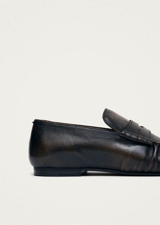 Aven Vintage Effect Brown Leather Loafers-image