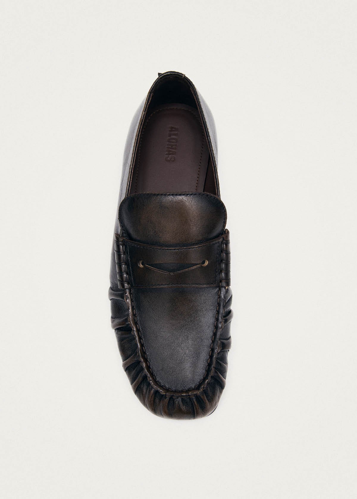 Aven Vintage-Effekt Braun-Leder Loafer