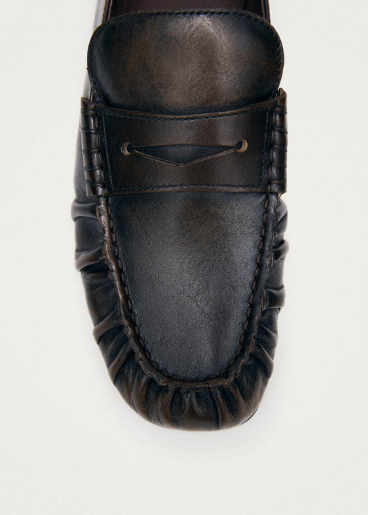 Aven Vintage Effect Brown Leather Loafers-image