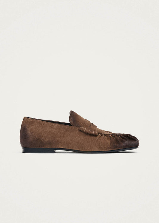 Aven Vintage Effect Suede Brown Leather Loafers-image
