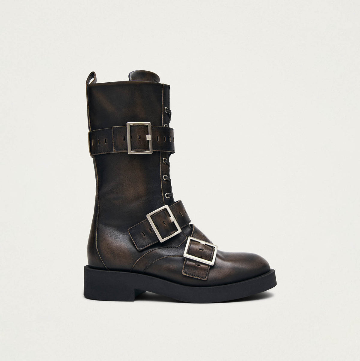 Avril Brushed Brown Leather Ankle Boots