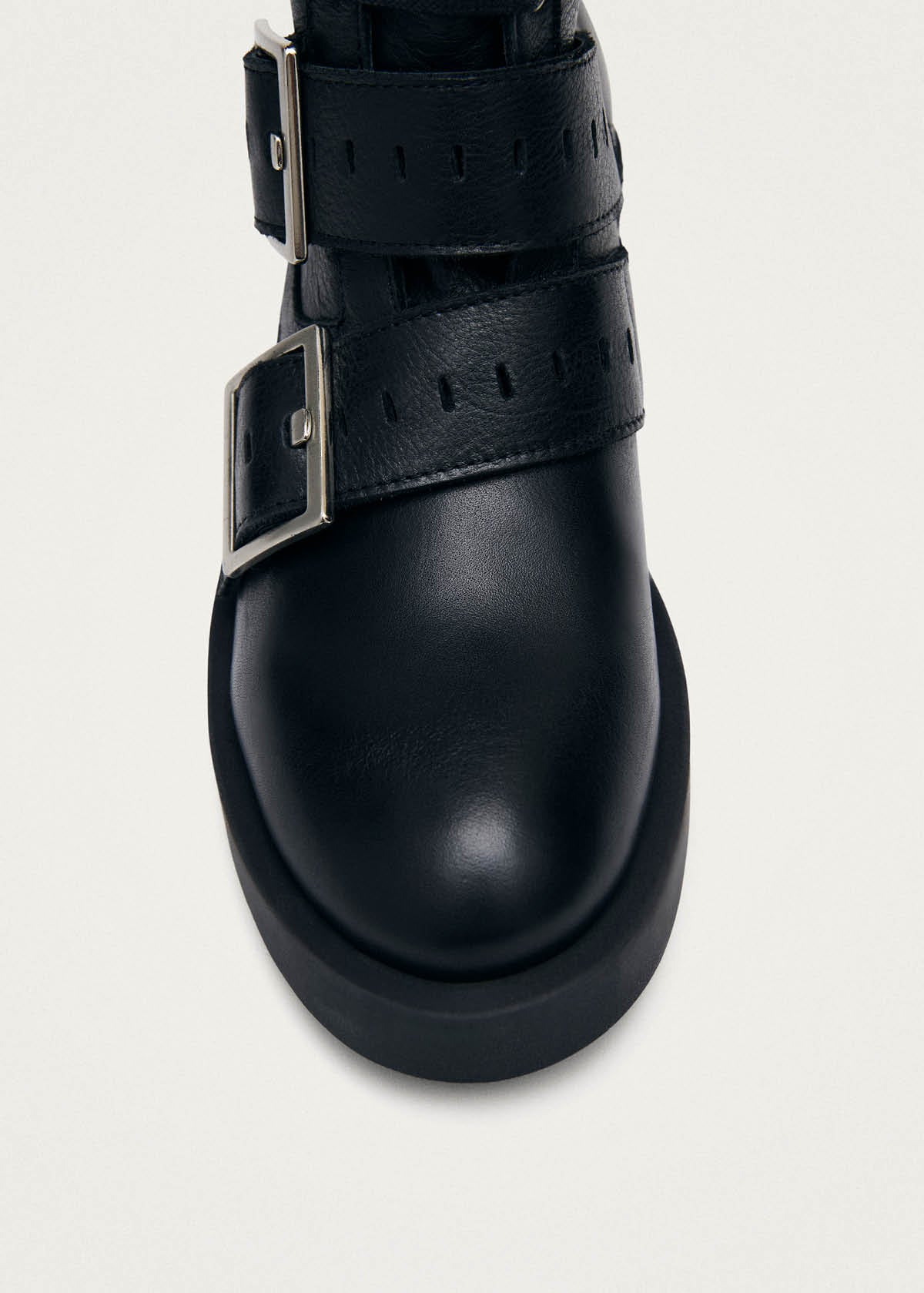Avril Brushed Black Leather Ankle Boots