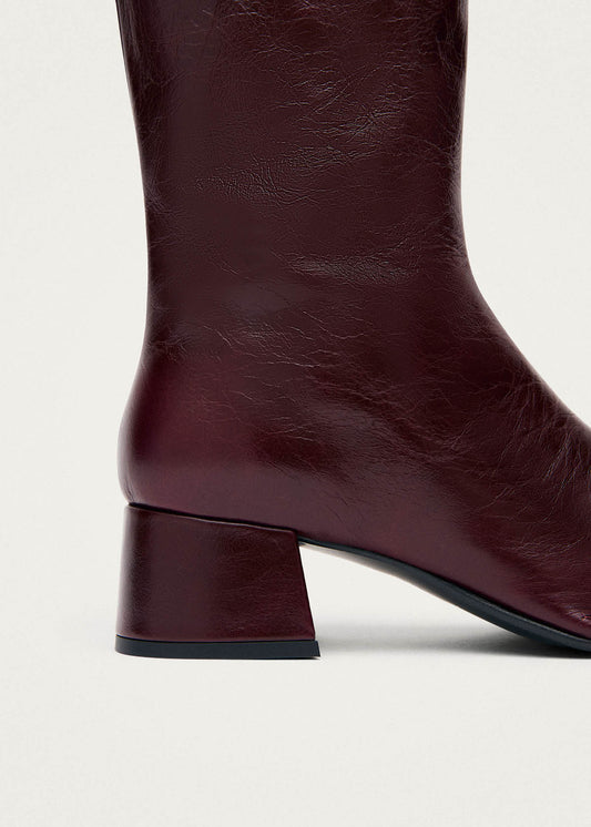 Berlin Rift Bottes en Cuir Bordeaux-image