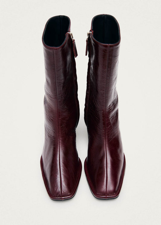 Berlin Rift Bottes en Cuir Bordeaux-image