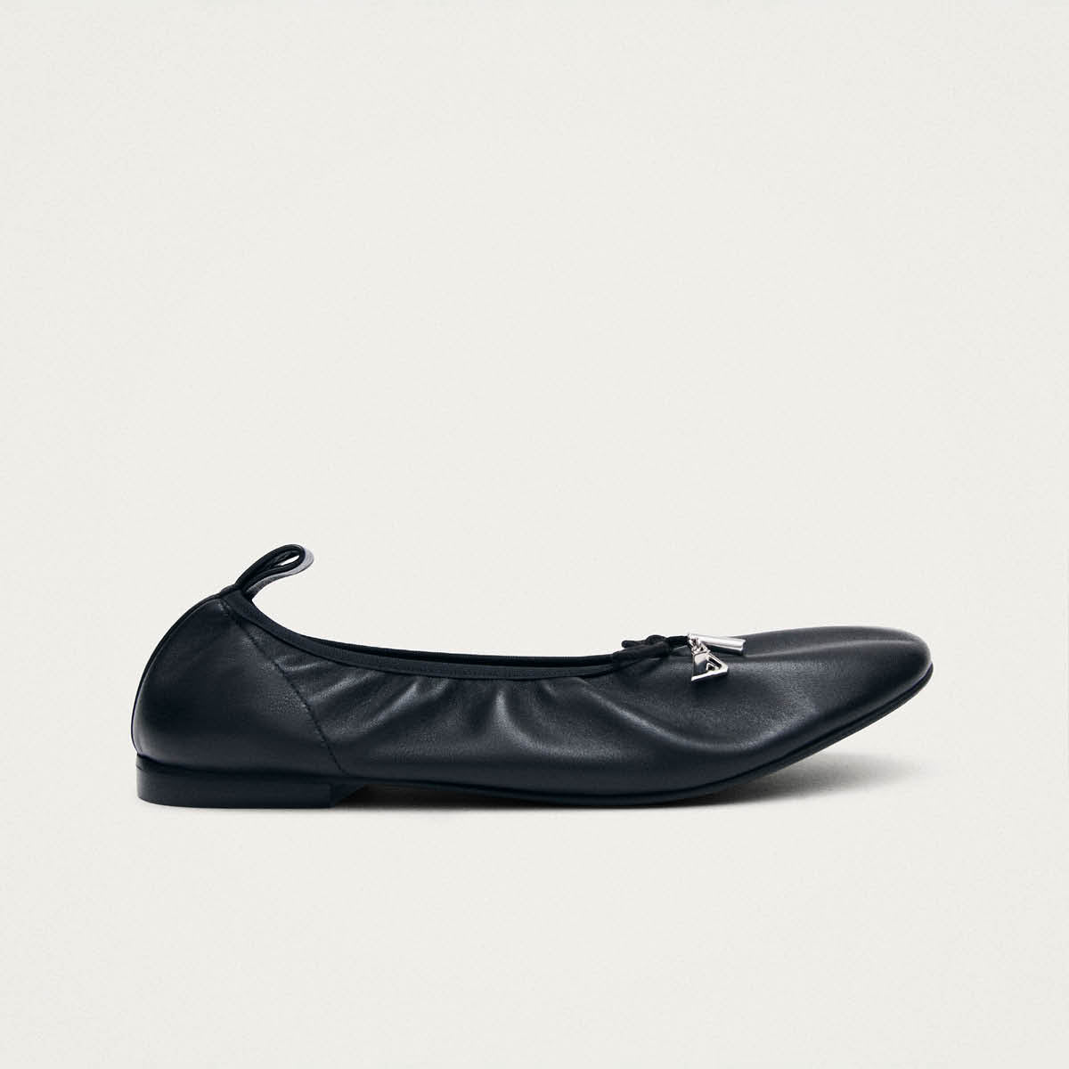 Elena Black Leather Ballet Flats