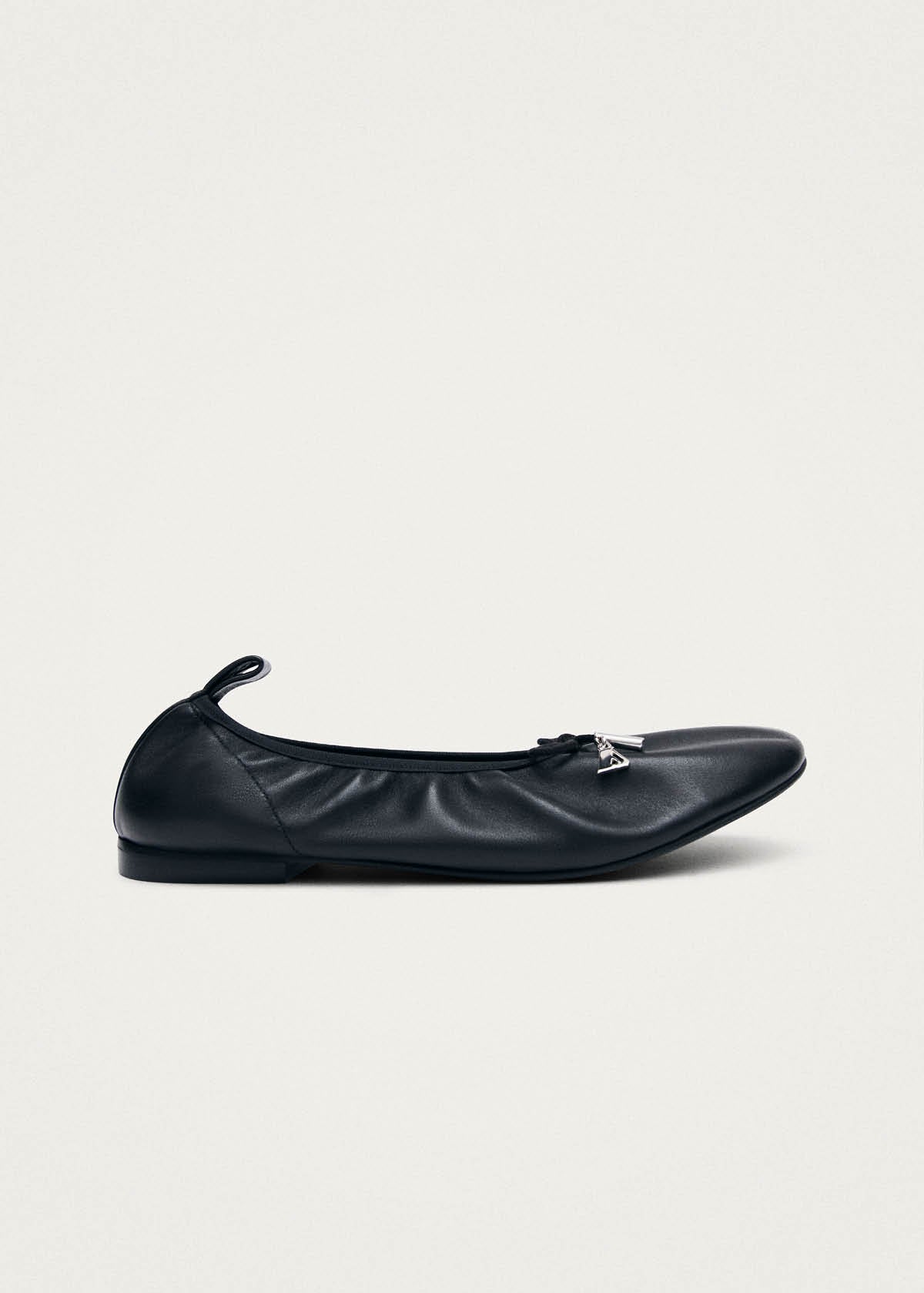 Elena Black Leather Ballet Flats