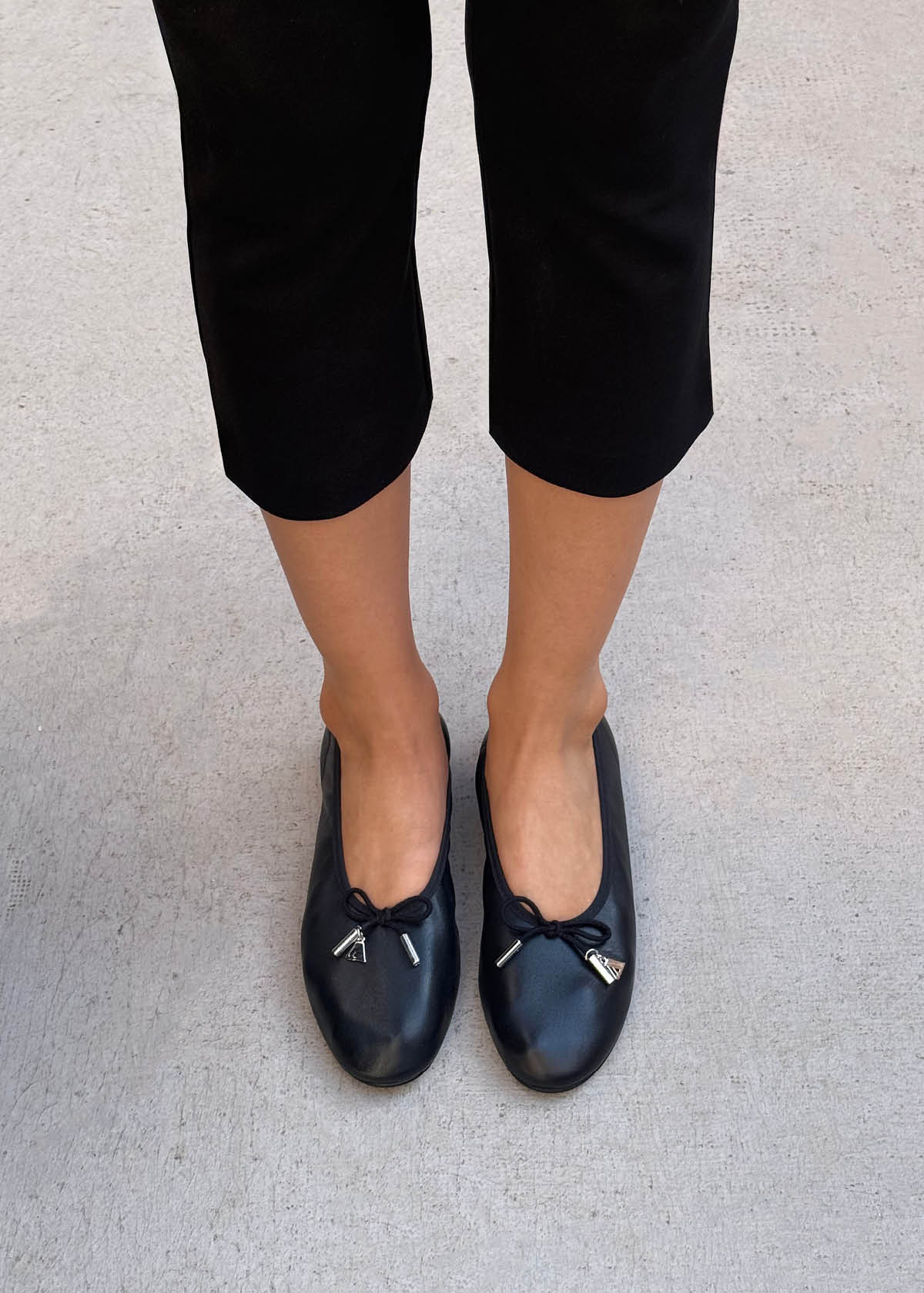 Elena Black Leather Ballet Flats