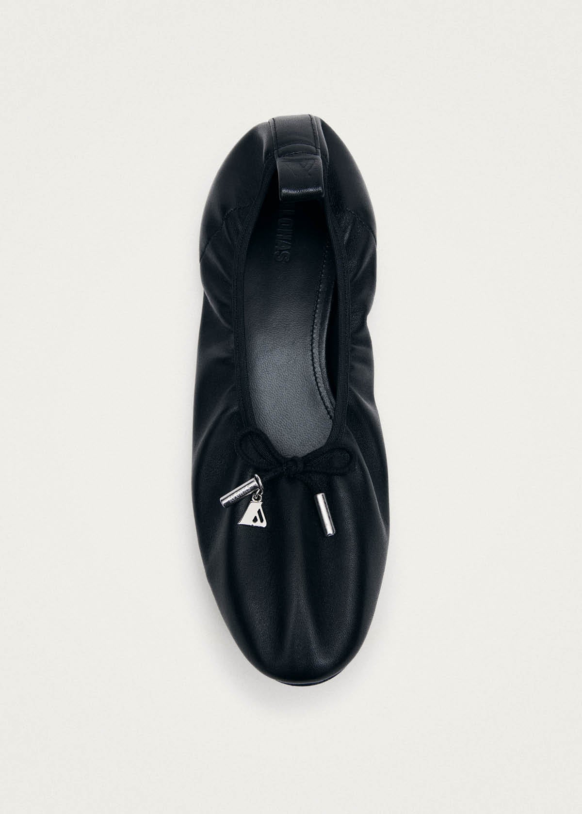 Elena Black Leather Ballet Flats