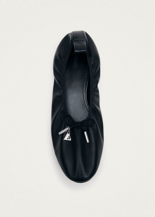 Elena Black Leather Ballet Flats