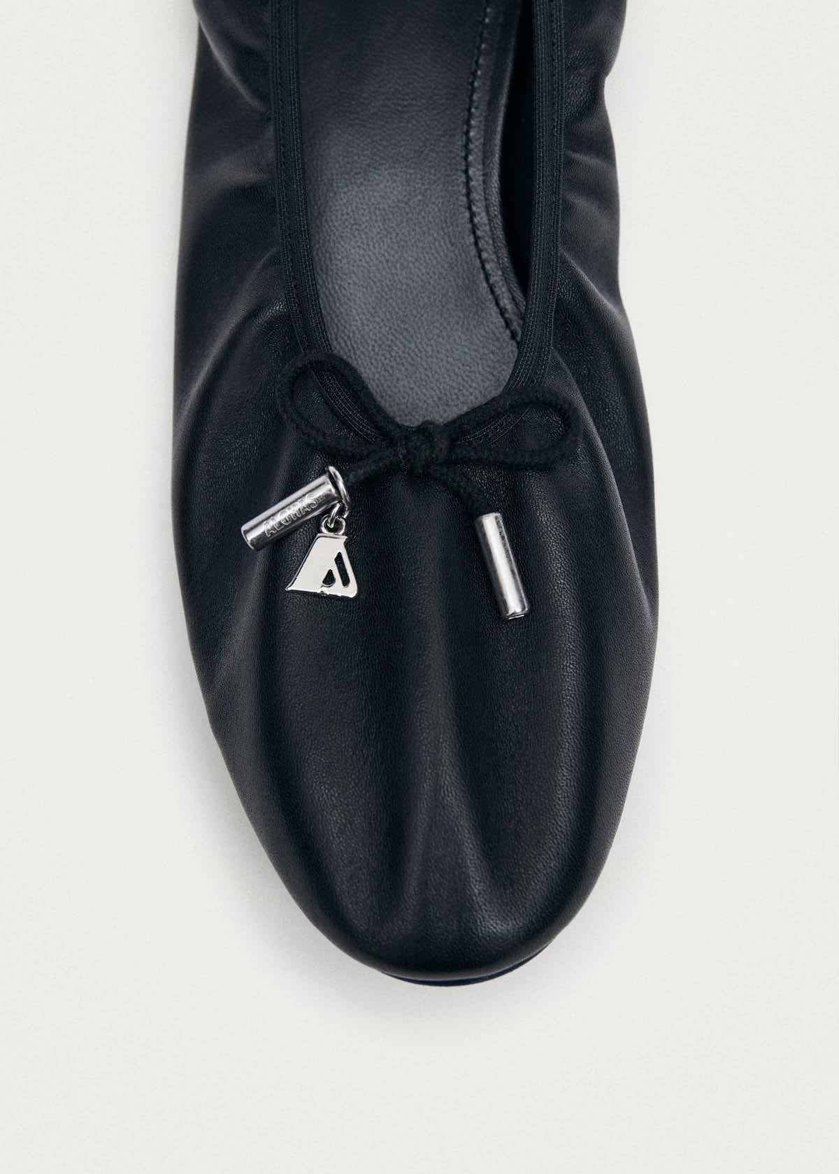 Elena Black Leather Ballet Flats