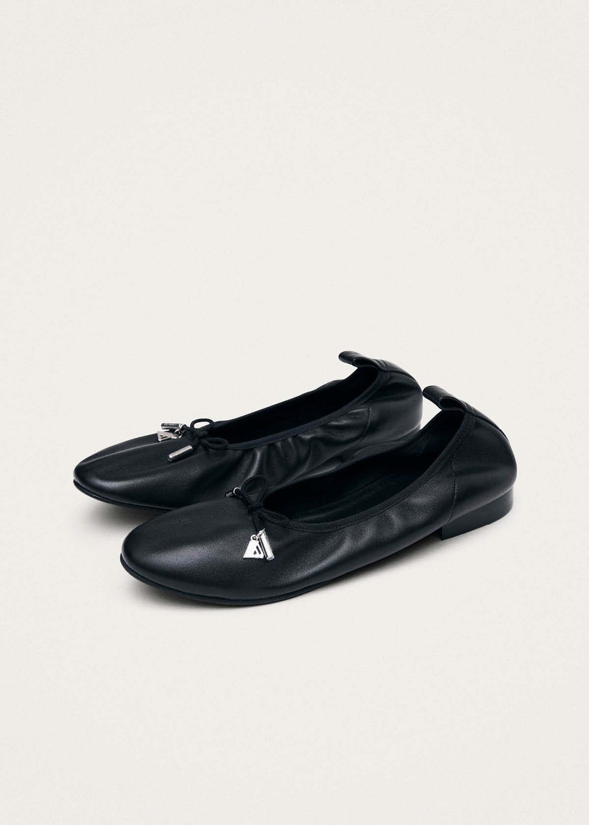 Elena Black Leather Ballet Flats