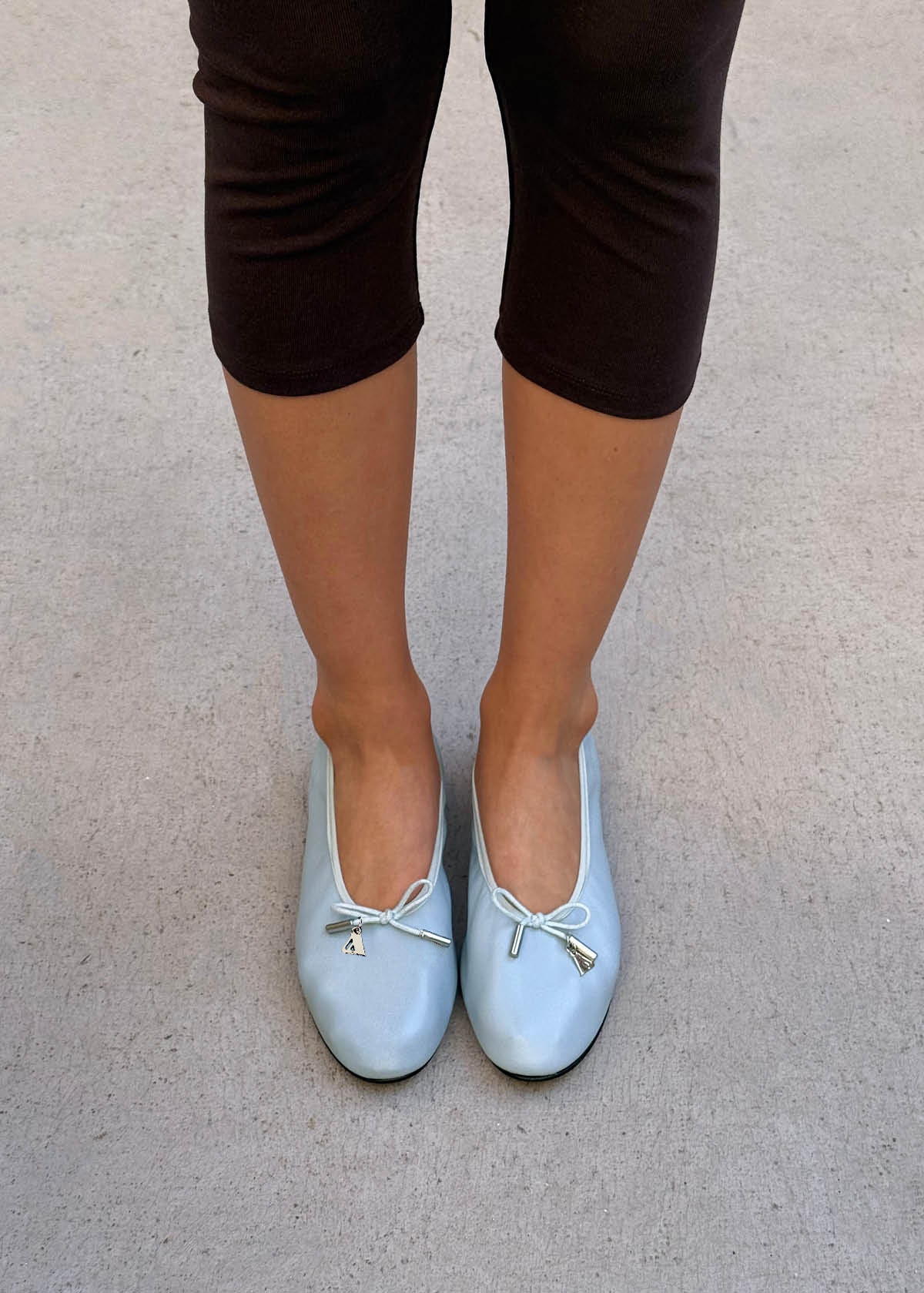 Elena Blue Leather Ballet Flats