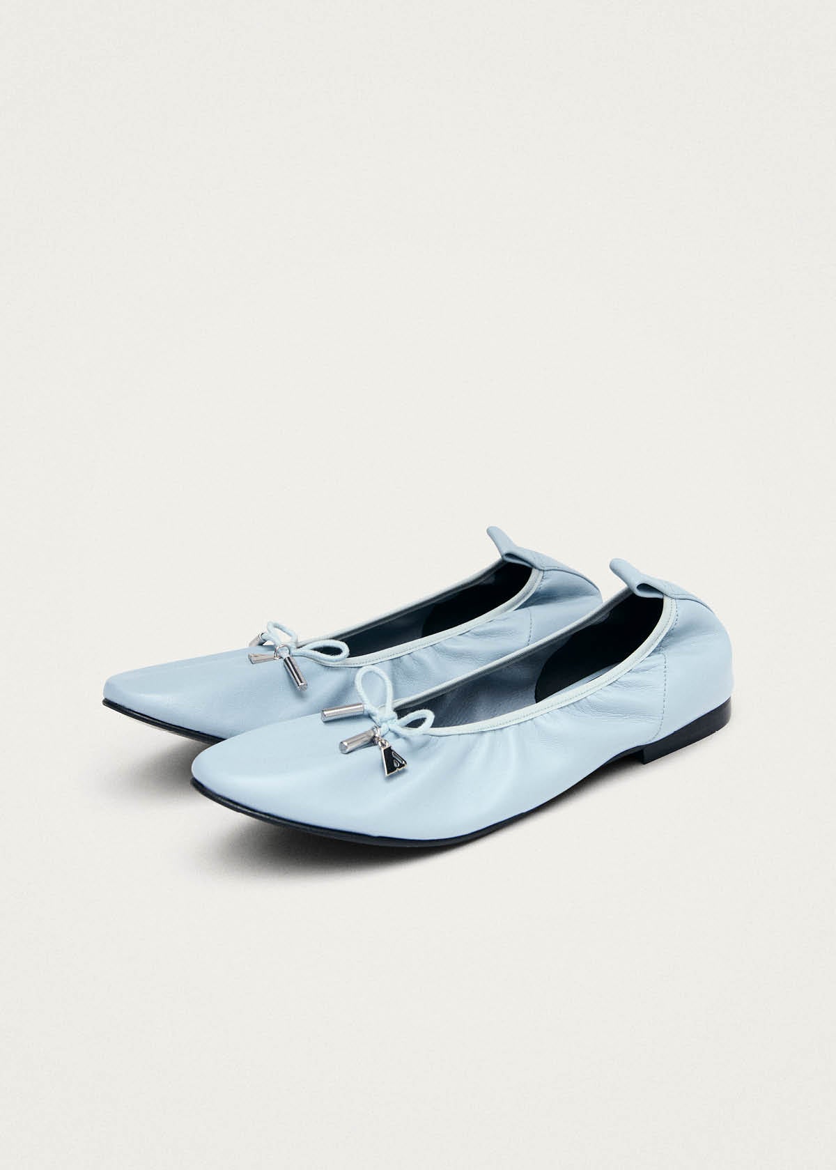 Elena Blue Leather Ballet Flats