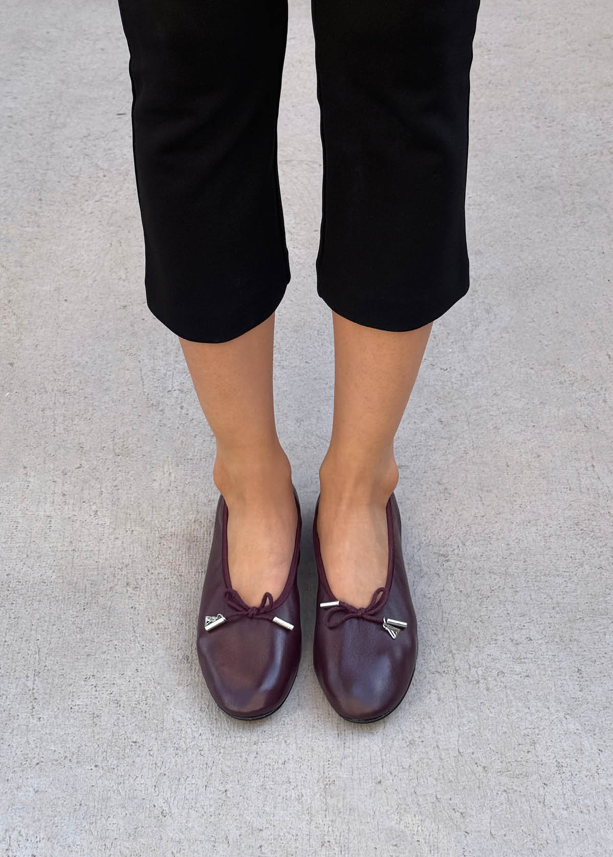 Elena Burgundy Leather Ballet Flats