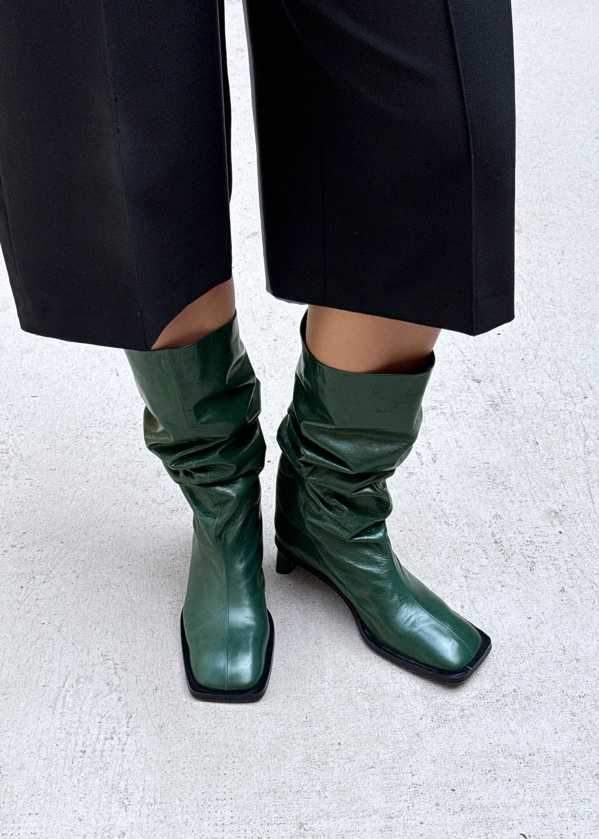 Bottes en cuir vert foncé Elias Rift