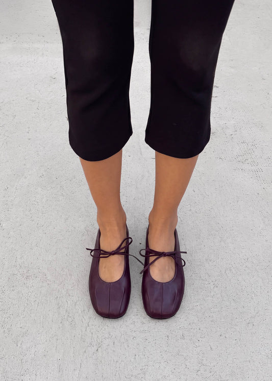 Elva Ballerines en Cuir Bourgogne-image