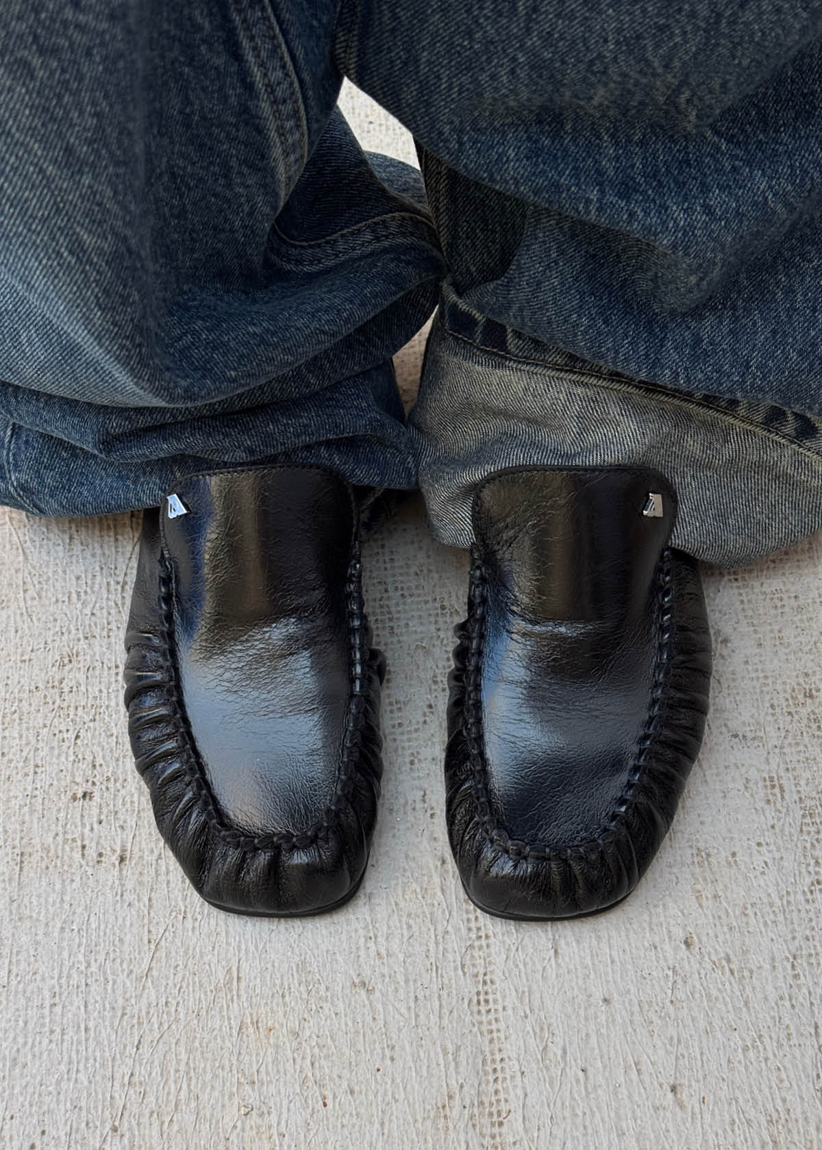 Gabe Rift Mocassins en Cuir Noir