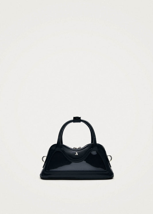 Bolso pequeño Hilma de vinilo negro y cuero-image
