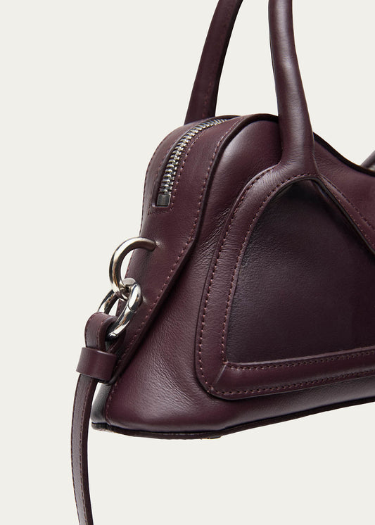 Bolso pequeño Hilma de vinilo y cuero burdeos-image