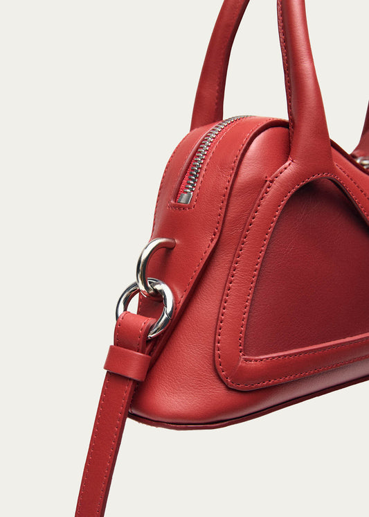 Bolso pequeño Hilma de vinilo rojo con cuero-image