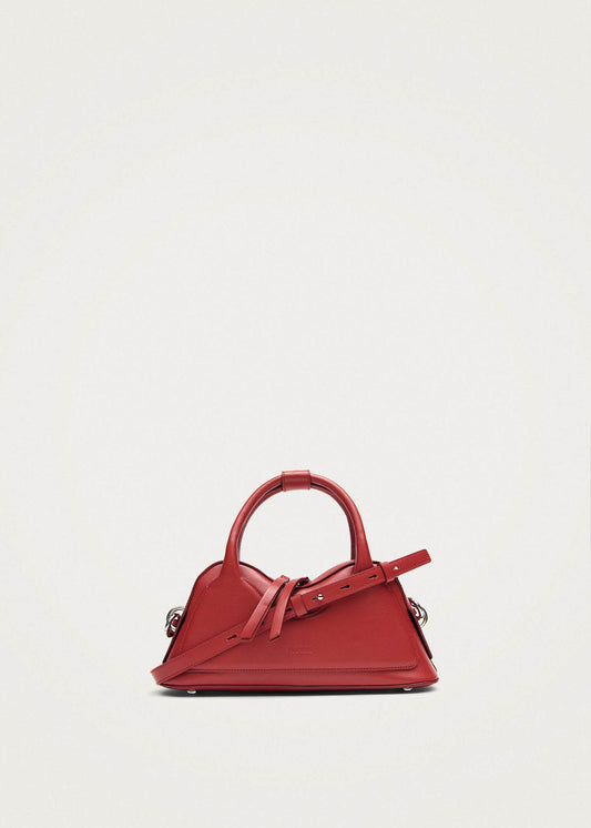 Bolso pequeño Hilma de vinilo rojo con cuero-image