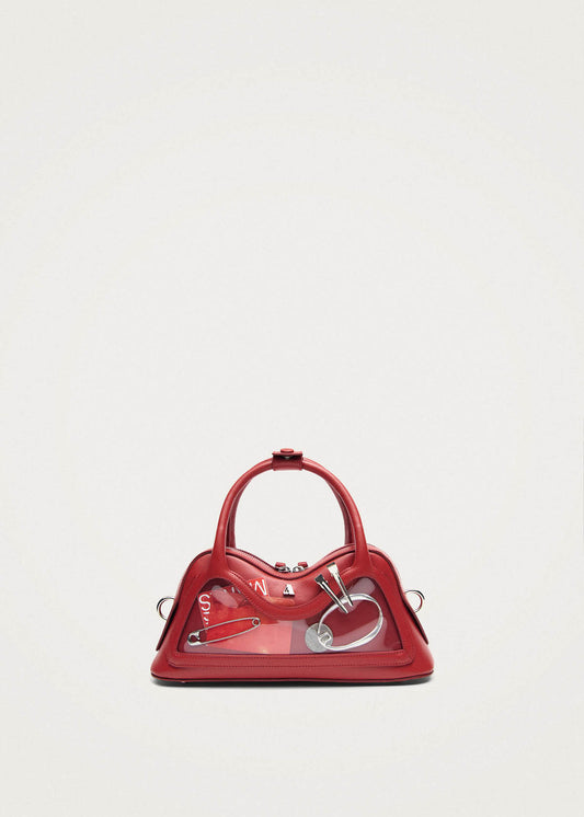 Bolso pequeño Hilma de vinilo rojo con cuero-image