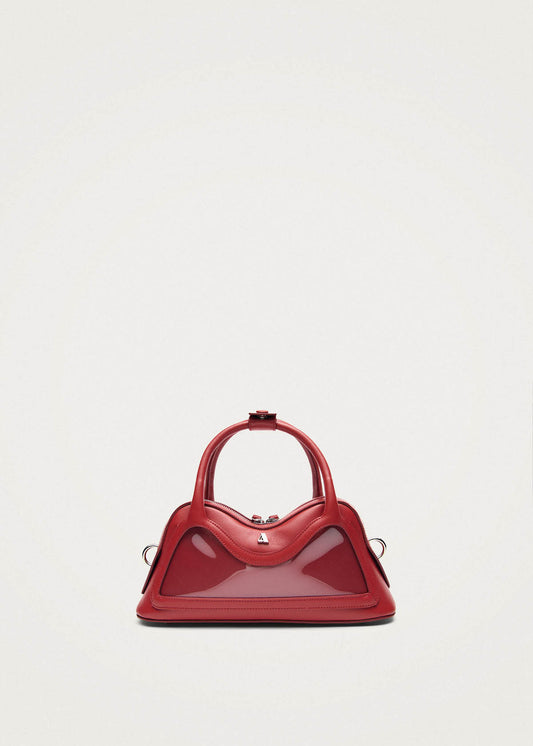 Bolso pequeño Hilma de vinilo rojo con cuero-image