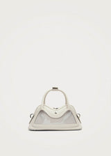 Bolso pequeño Hilma de vinilo blanco y cuero